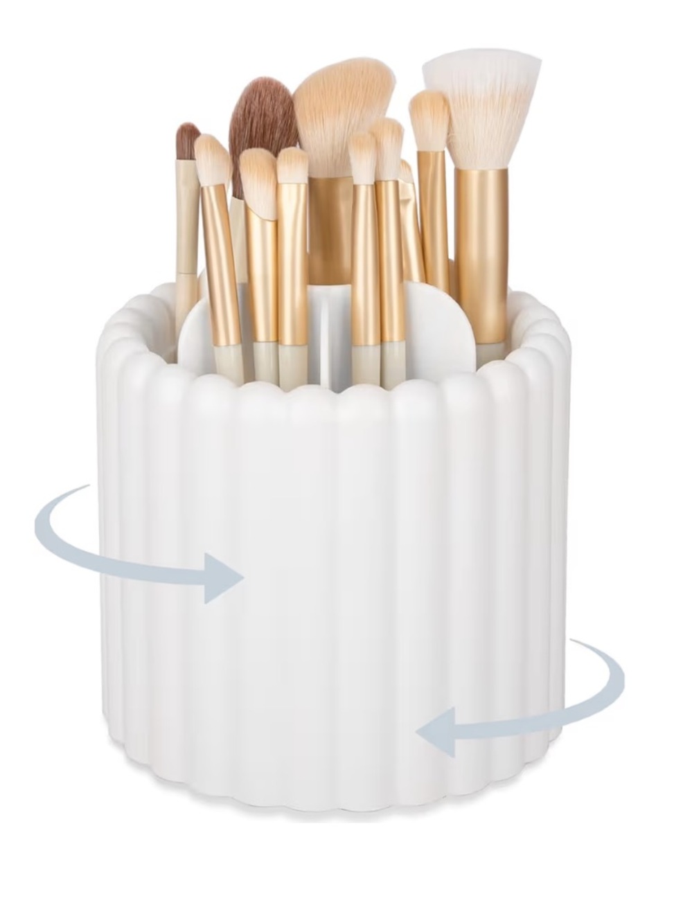 NEW 360 Rotating Makeup Brush Holder 7 Slots Removable Pen Holder White